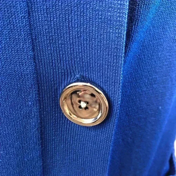 Anne Klein Large Royal Blue Knit Sweater Button Front Large Buttons 3/4 Sleeve - Picture 5 of 8